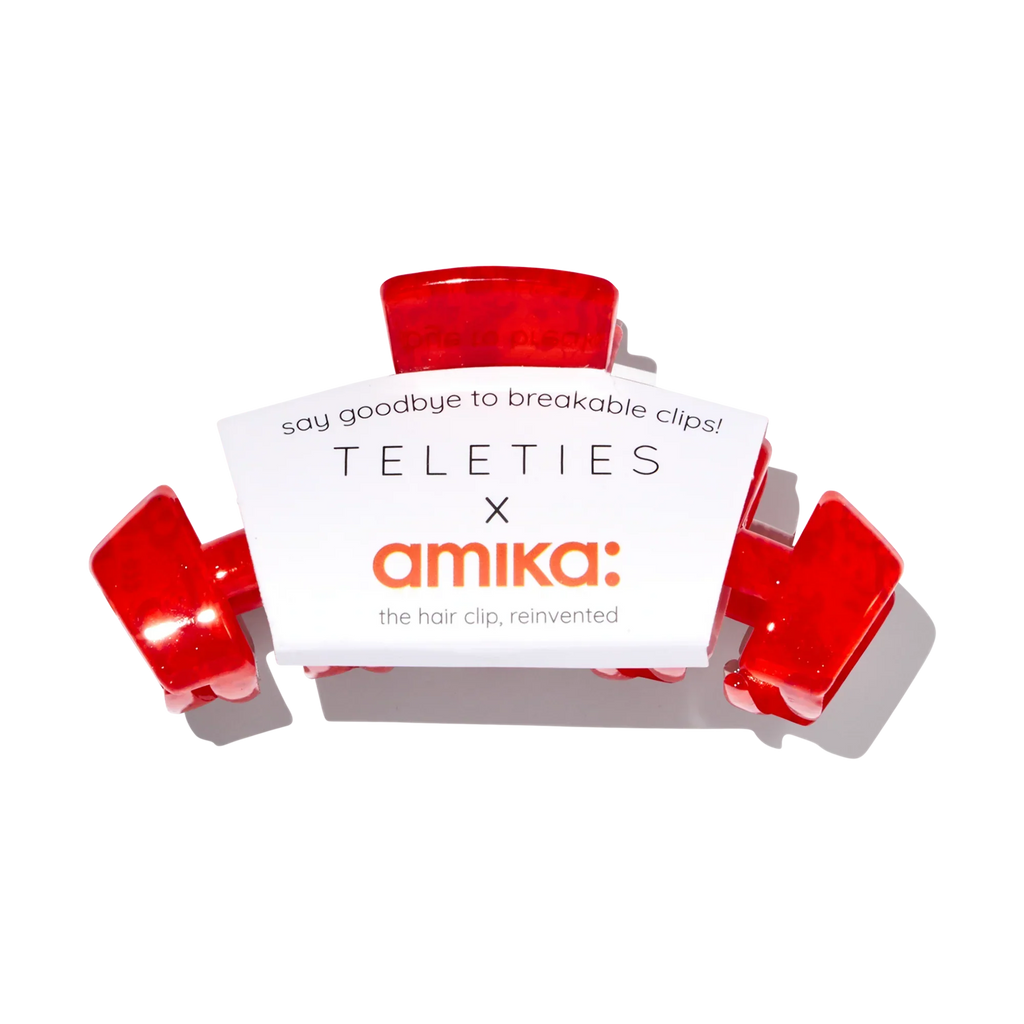 amika x TELETIES necessities set 3 pc hair ties, clip, essentials bag + perk up plus