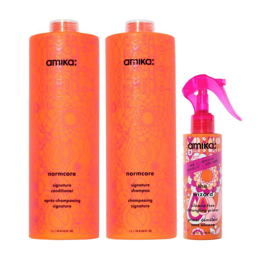 super-sized signature set normcore nourishing shampoo + conditioner + the wizard silicone-free detangling primer (silicone free wizard)